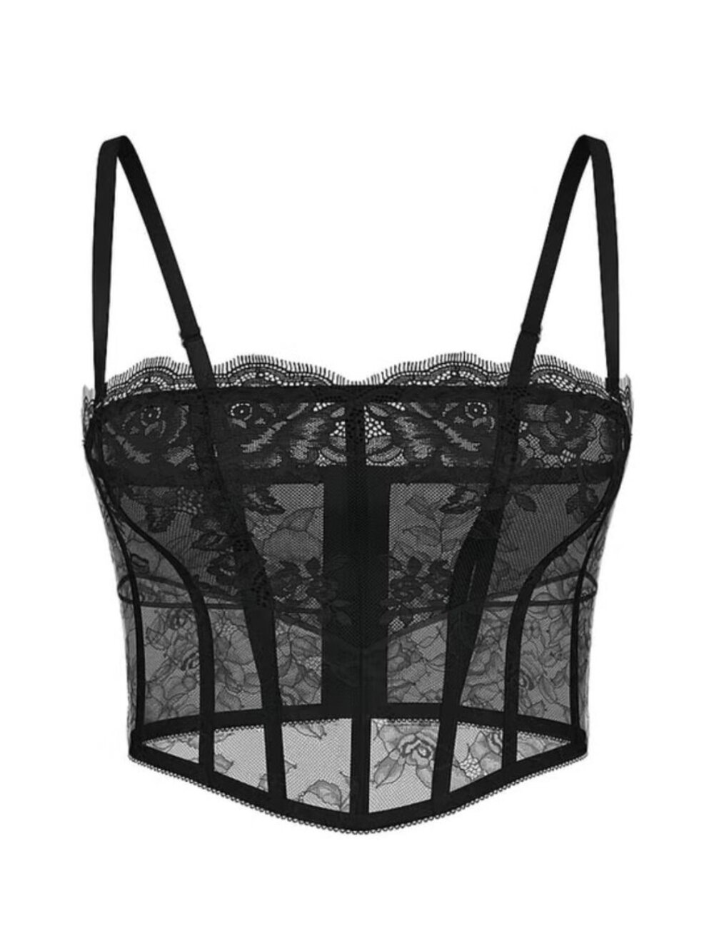New! Victoria’s Secret Black Rose Lace Corset Top Medium 34459